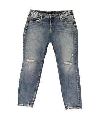 Silver Jeans Boyfriend Womens 34x29 Distressed Medium Wash Stretch Denim